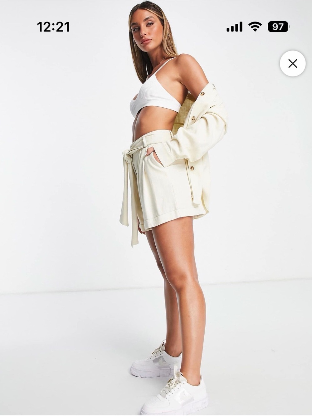ASOS Petite Cream Tie-Waist Bermuda Shorts and Top